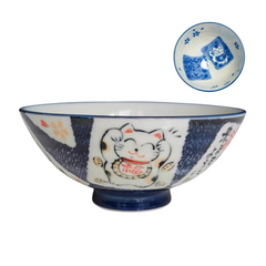 Mino ware Rice Bowl -Lucky cat