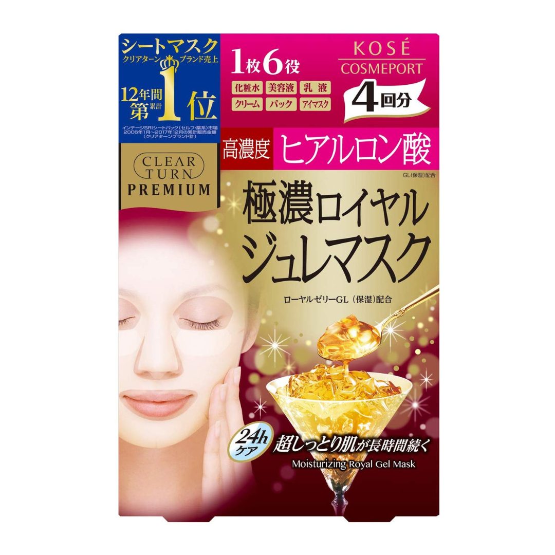 Kose ClearTurn premium royal jelly hyaluronic acid 6 in 1mask 4 sheets