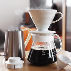 Hario V60 ceramic coffee dripper set 02 white 600ml for 1-4 cups - J Mart