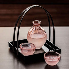 Hirota Hana Honoka sakura glass sake set with tray - J Mart