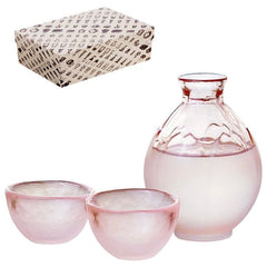 Hirota Hana Honoka sakura glass sake set with tray - J Mart