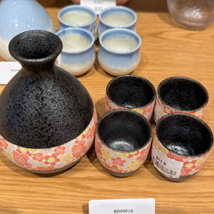 Bundle Set-Black Flower Sake Set