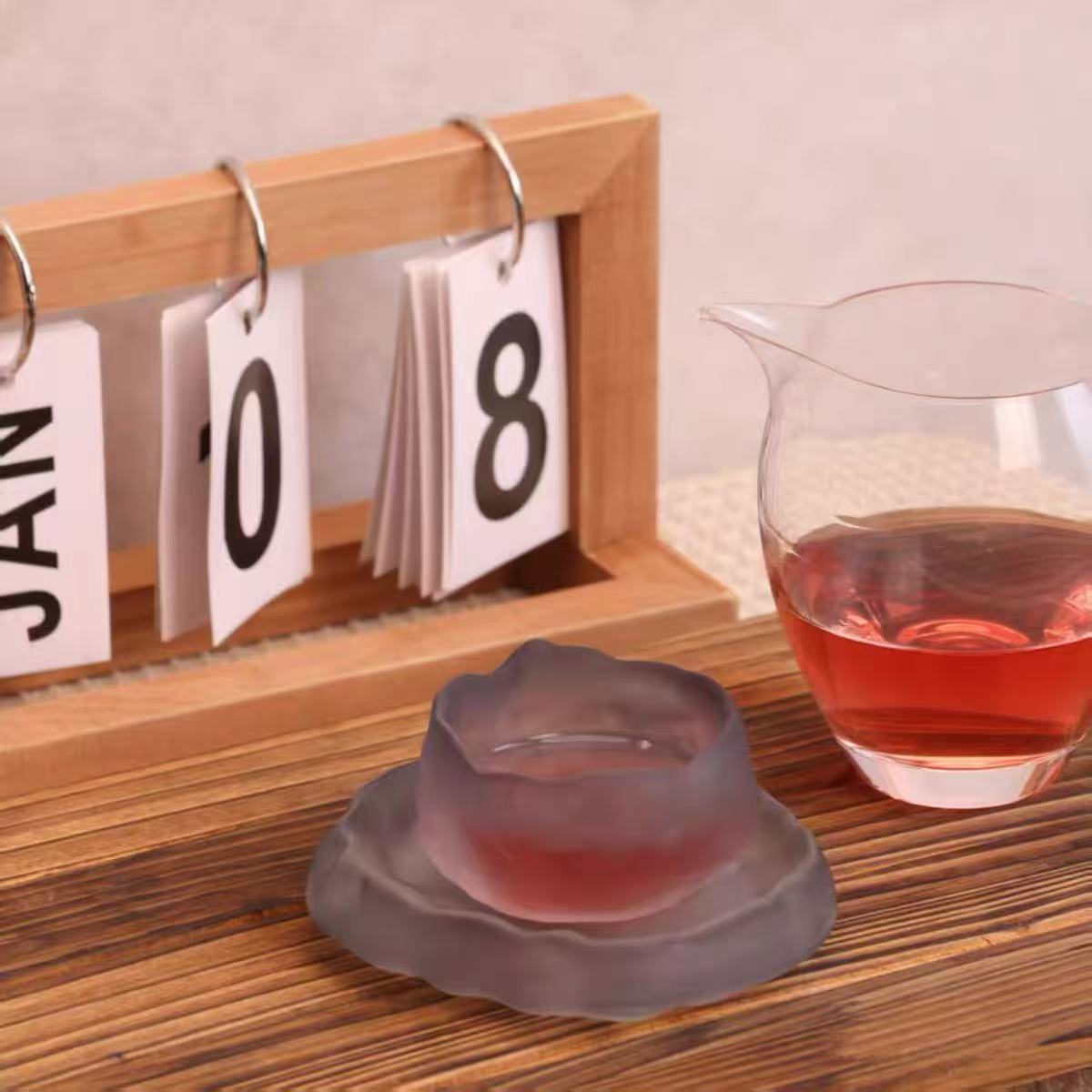Glass Tea Cup with Plate GREY