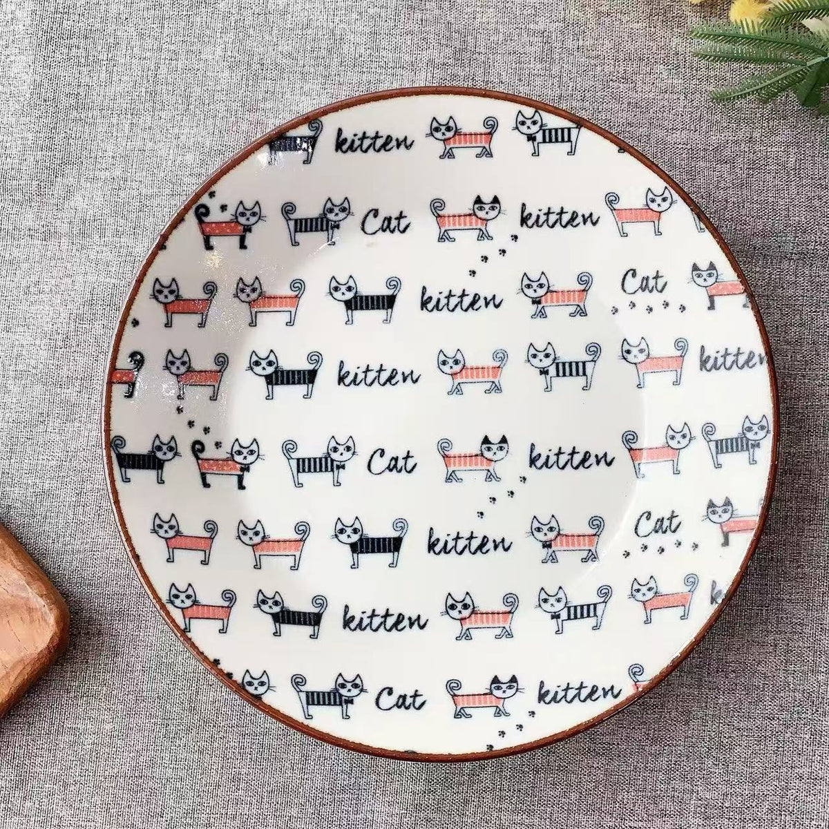 Cat Pattern Ceramic Plate 20.8cm