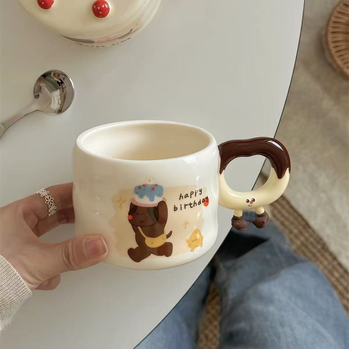 Happy All The Time Ceramic Mug – Cute Cat and Dog Edition