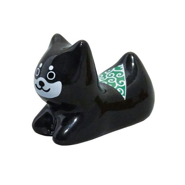 Porcelain Chopstick rest black dog
