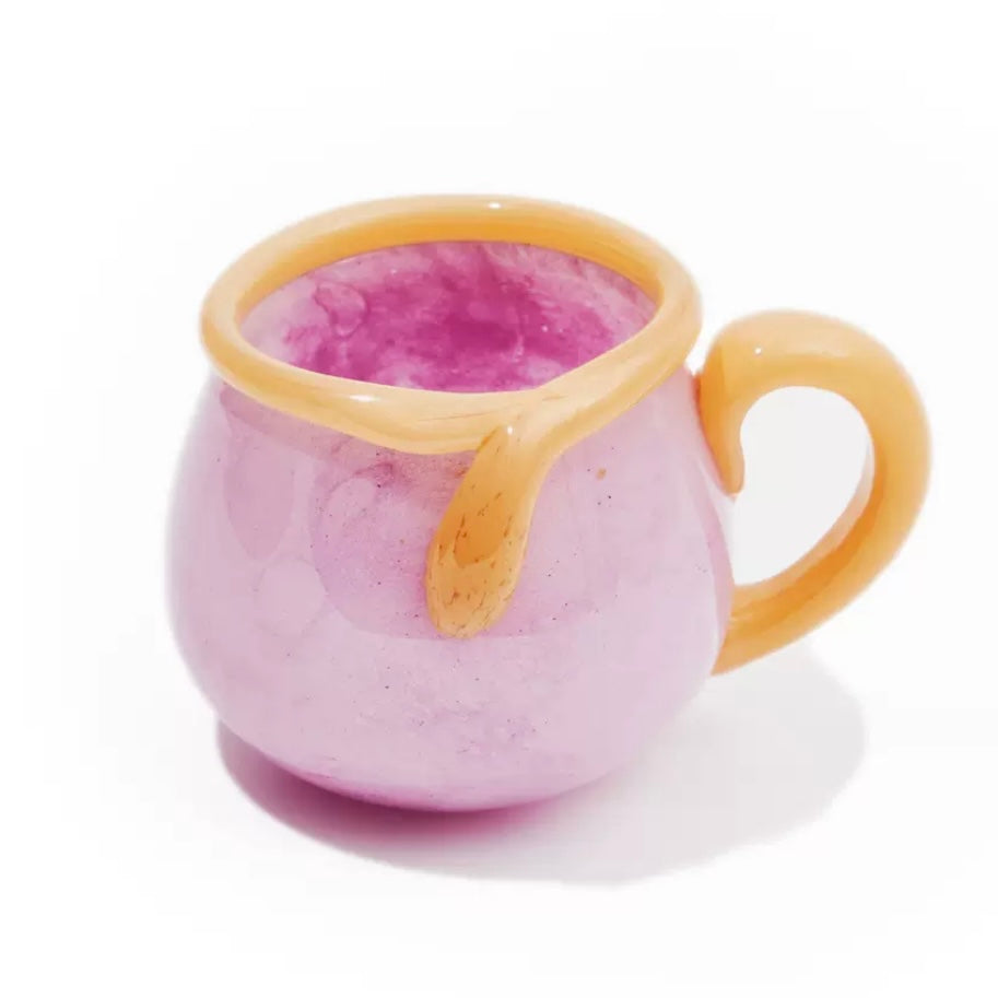 JDZ Handcrafted Glass Cup with Handle – Iridescent Glaze Series