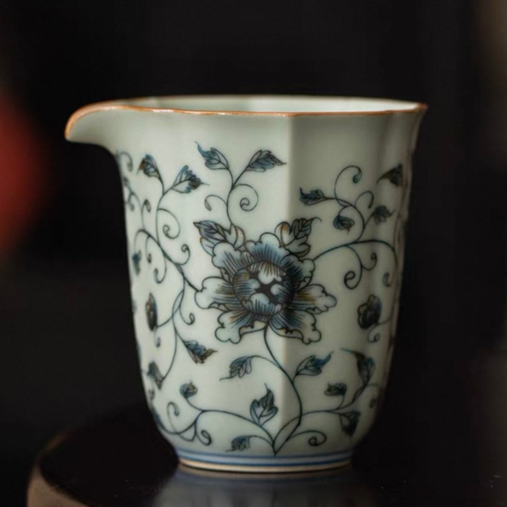 Blue and White Ceramic Pouring Pitcher – Hand-painted Fair Cup Series