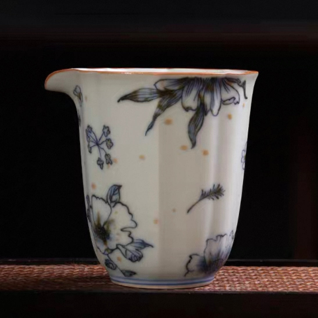 Blue and White Ceramic Pouring Pitcher – Hand-painted Fair Cup Series