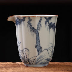Blue and White Ceramic Pouring Pitcher – Hand-painted Fair Cup Series
