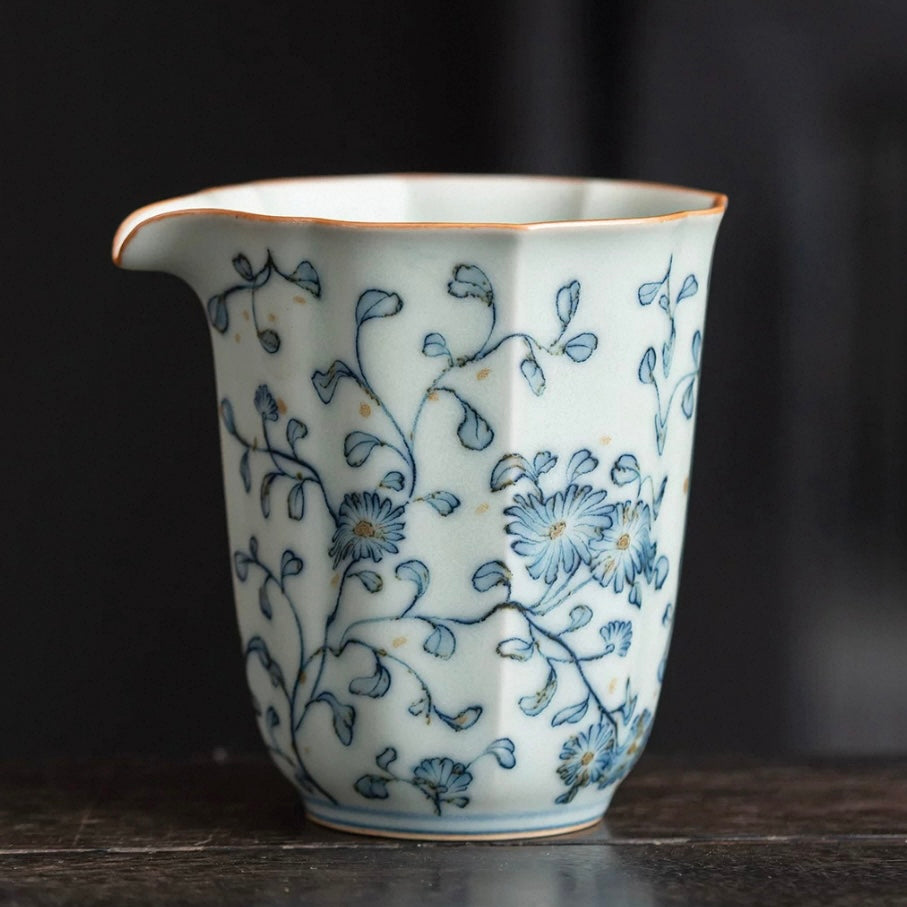Blue and White Ceramic Pouring Pitcher – Hand-painted Fair Cup Series