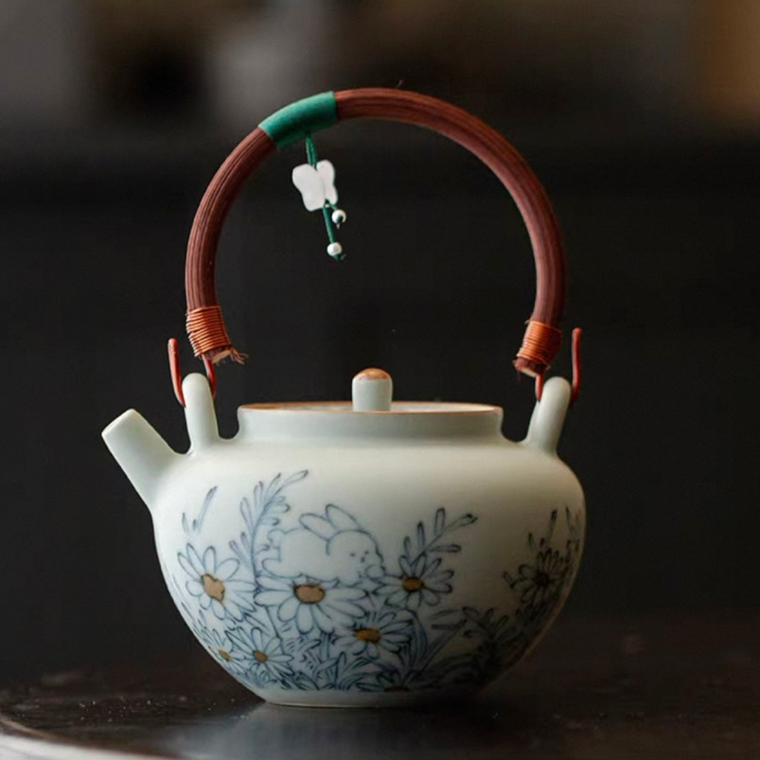 Blue and White Ceramic Teapot – Hand-painted Traditional Series