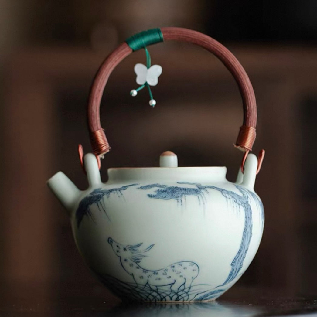Blue and White Ceramic Teapot – Hand-painted Traditional Series