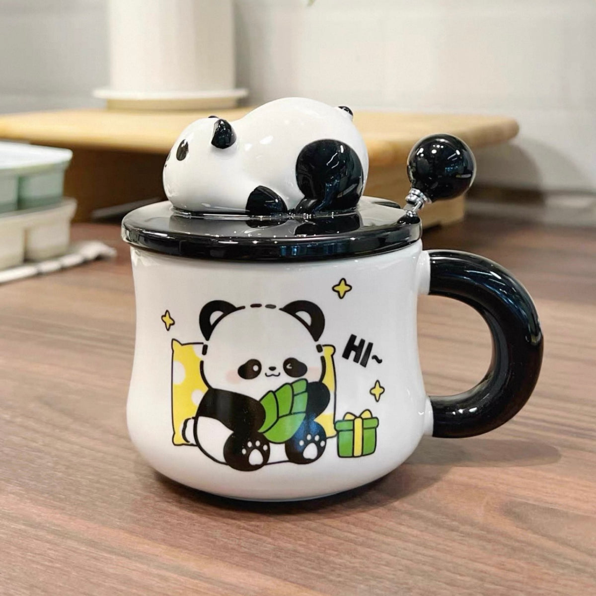 Cute Panda 3D Lid Ceramic Mug – 330ml