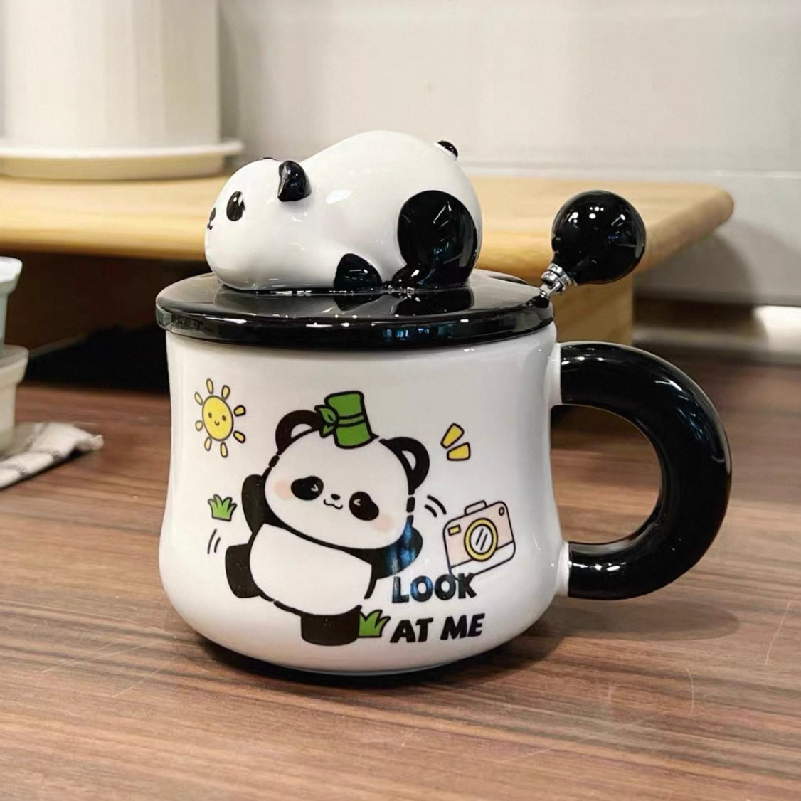 Cute Panda 3D Lid Ceramic Mug – 330ml