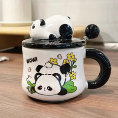 Cute Panda 3D Lid Ceramic Mug – 330ml