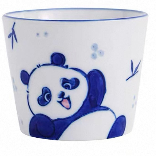 Hand-painted Panda Ceramic Cup – Blue & White Series