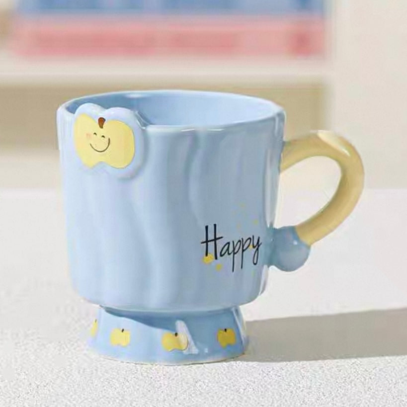 Cute Apple Ceramic Mug – 3D Apple Handle, Colorful Large Cup
