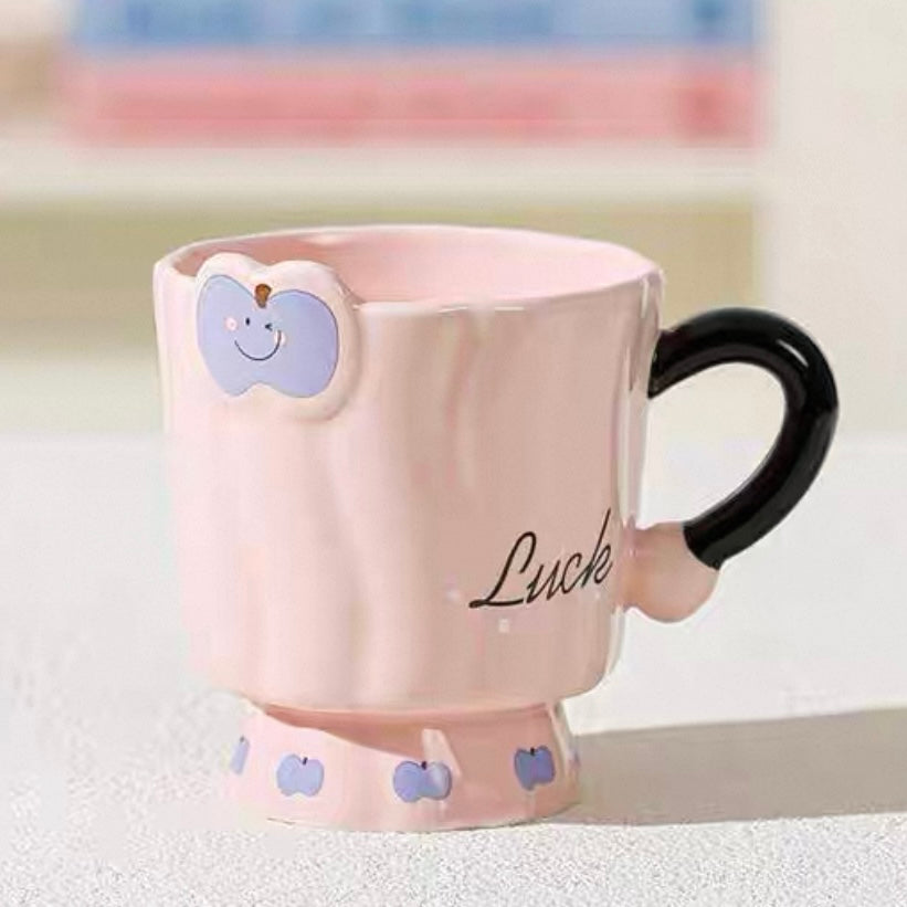 Cute Apple Ceramic Mug – 3D Apple Handle, Colorful Large Cup