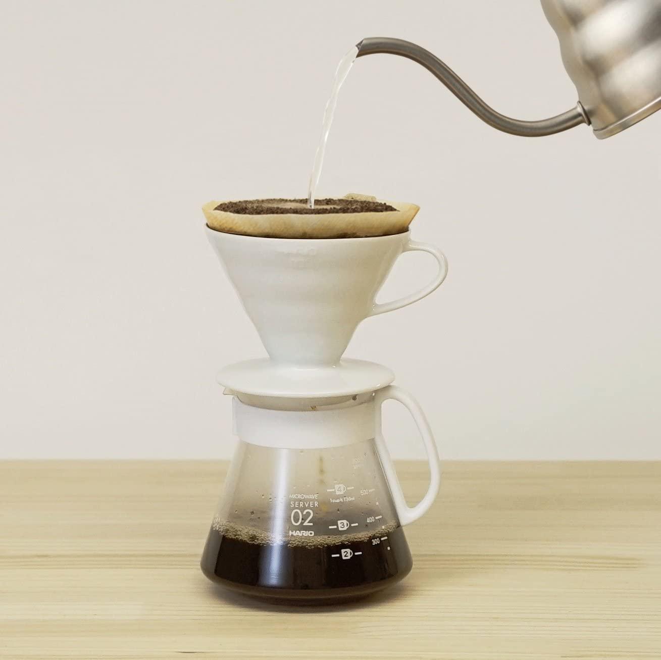 Hario V60 ceramic coffee dripper set 02 white 600ml for 1-4 cups - J Mart