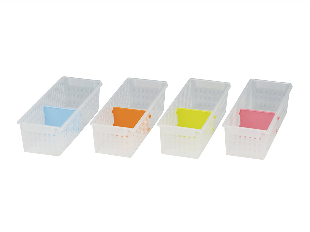 Long Basket Wide with 1 Partition blue/orange/green/pink