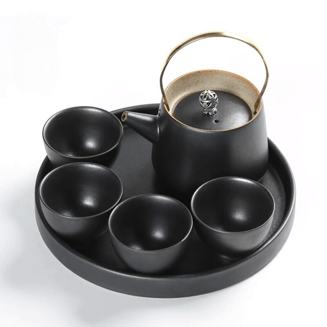 JDZ 4 cups 1 pot with travel bag Gold Handle - J Mart